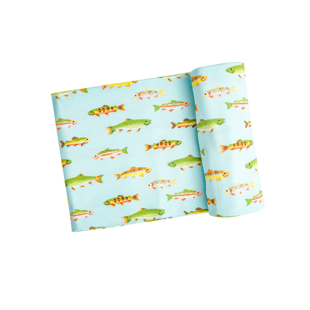 Freshwater Fish Swaddle Blanket Blue
