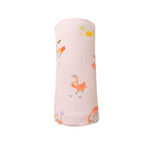 Boardwalk Flamingos/Pink Swaddle  Blanket