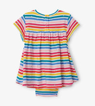 Load image into Gallery viewer, Rainbow Stripe Baby One-Piece Dress - White
