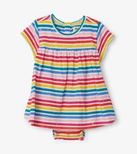 Load image into Gallery viewer, Rainbow Stripe Baby One-Piece Dress - White