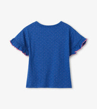 Load image into Gallery viewer, Glitter Love Bug Flutter Sleeve Tee - Mazzarime Blue