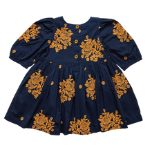Load image into Gallery viewer, Girls Brooke Dress - Navy Embroidery