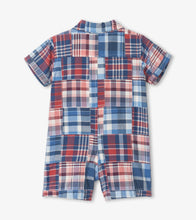 Load image into Gallery viewer, Madras Plaid Baby Woven Romper - Peacoat