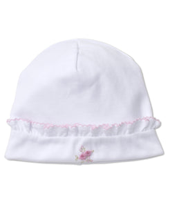Winter Rosebuds Hat with Hand Emb - Pink