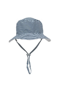 White / Navy Stripe Reversible Bucket Hat