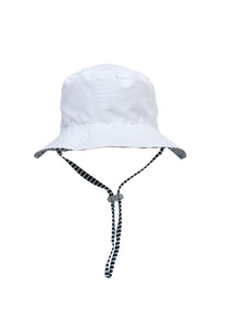 White / Navy Stripe Reversible Bucket Hat