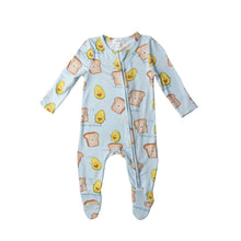 Load image into Gallery viewer, Avocado + Toast Zipper Footie Blue