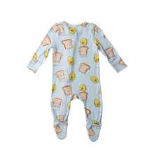 Load image into Gallery viewer, Avocado + Toast Zipper Footie Blue