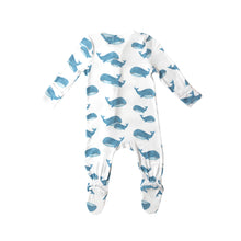 Load image into Gallery viewer, Blue Whales 2 Way Ruffle Zipper Footie