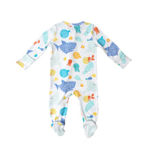 Load image into Gallery viewer, Dashed Underwater/White 2 Way  Zipper Footie