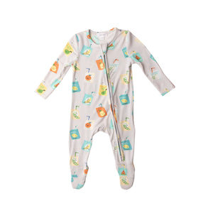 Juice Box / Grey 2 Way Zipper Footie