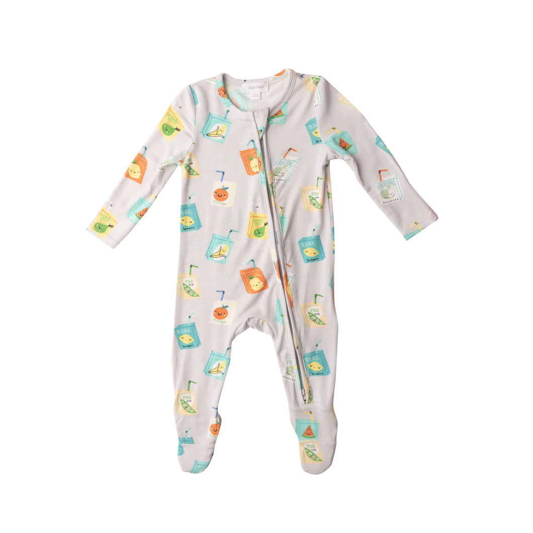 Juice Box / Grey 2 Way Zipper Footie