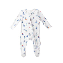 Load image into Gallery viewer, Nautical Boats 2 Way Ruffle Zipper  Footie
