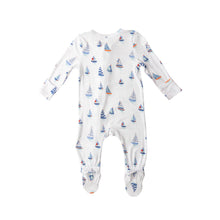 Load image into Gallery viewer, Nautical Boats 2 Way Ruffle Zipper  Footie