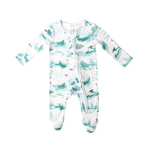 Load image into Gallery viewer, Ocean Waves/White 2 Way Zipper  Footie