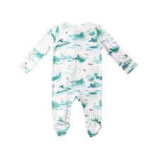 Load image into Gallery viewer, Ocean Waves/White 2 Way Zipper  Footie