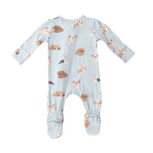 Load image into Gallery viewer, Soft Puppies/Blue 2 Way Ruffle Zipper  Footie