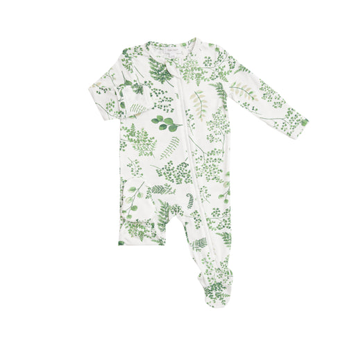 Ferns Zipper Footie - Green