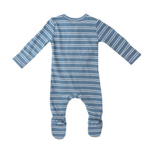 Load image into Gallery viewer, Seashore Stripe/Blue 2 Way Zipper  Footie