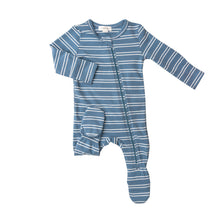 Load image into Gallery viewer, Seashore Stripe/Blue 2 Way Zipper  Footie