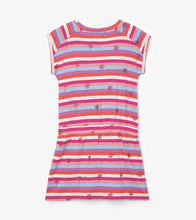 Load image into Gallery viewer, Shimmer Palms Raglan Drop Waist Dress - Pink Yarrow