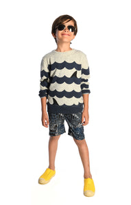 Striped Crewneck - Suns Out, Fins Out - Speckled Cloud Heather