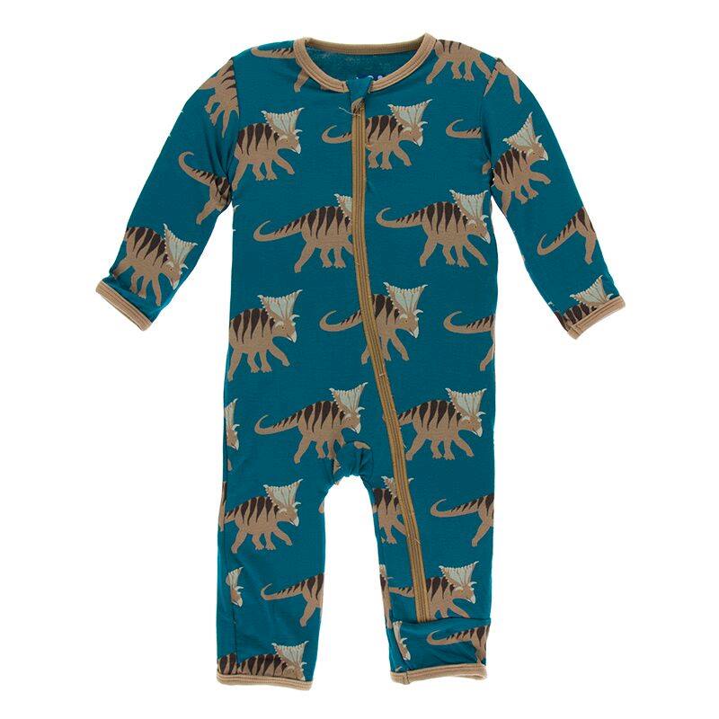 Print Coverall with Zipper - Heritage Blue Kosmoceratops