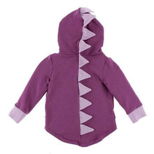 Load image into Gallery viewer, Solid Fleece Zip - Front Dino Hoodie Amethyst with Sweet Pea