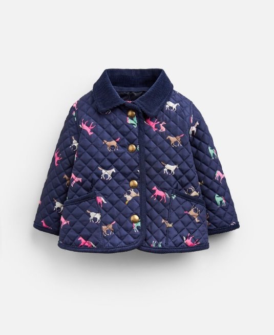 Mabel Quilted Jacket - Navy Horses