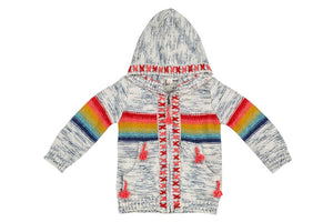 Rainbow Stripe Sweater With Hand Emb
