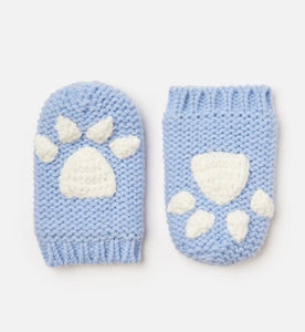 Pawprint Mittens - Icy Blue