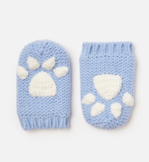 Pawprint Mittens - Icy Blue