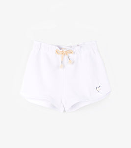 White French Terry Paper Bag Shorts - White