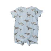 Load image into Gallery viewer, Grey Whales/Blue Henley Shortall
