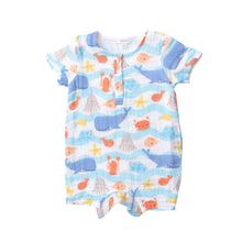 Load image into Gallery viewer, Wavey Sea Creatures/Multi Henley  Shortall