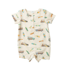 Load image into Gallery viewer, Woody Surf Sharks/Tan Henley Shortall
