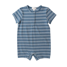 Load image into Gallery viewer, Seashore Stripe/Blue Henley Shortall
