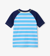 Load image into Gallery viewer, Blue Stripe Short Sleeve Rashguard - Bachelor Button