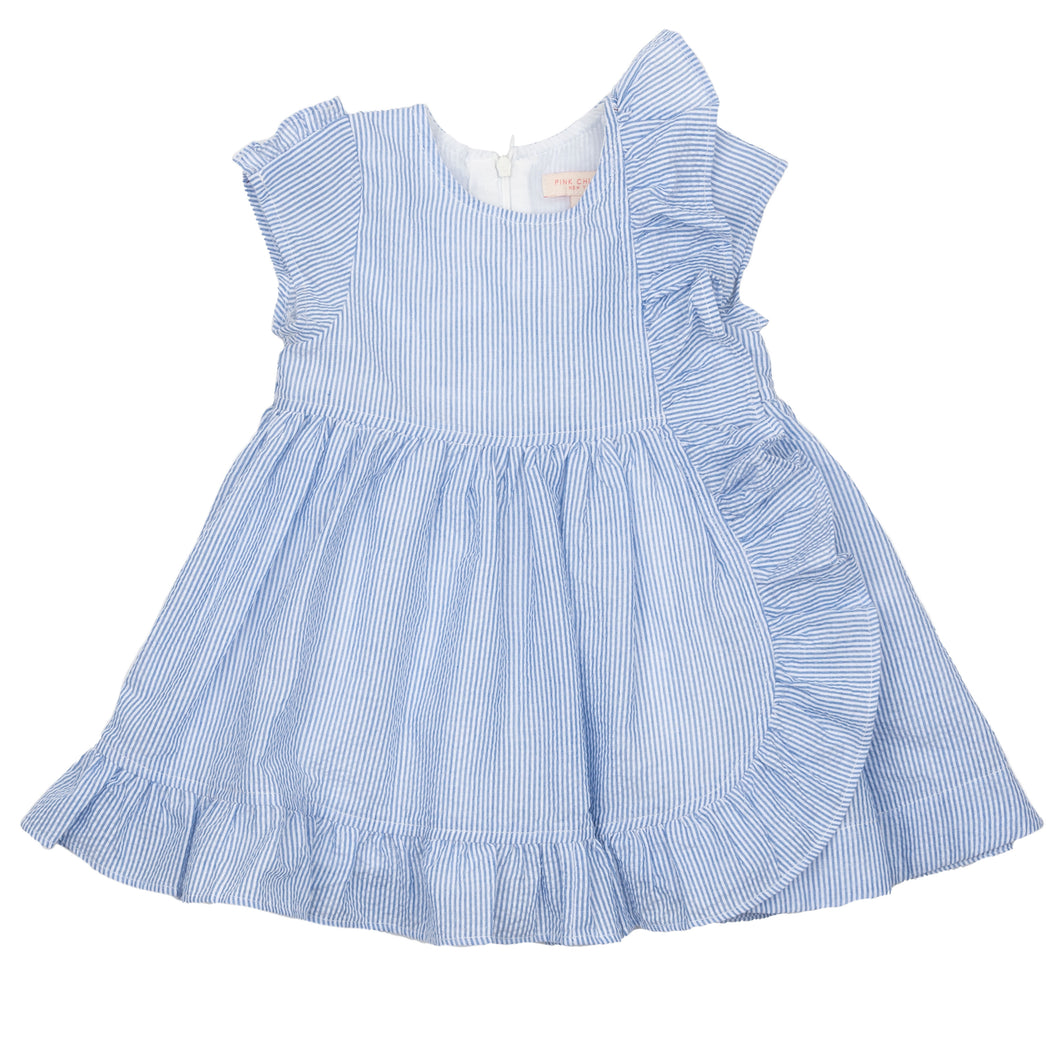 Cher Dress - Blue Seersucker