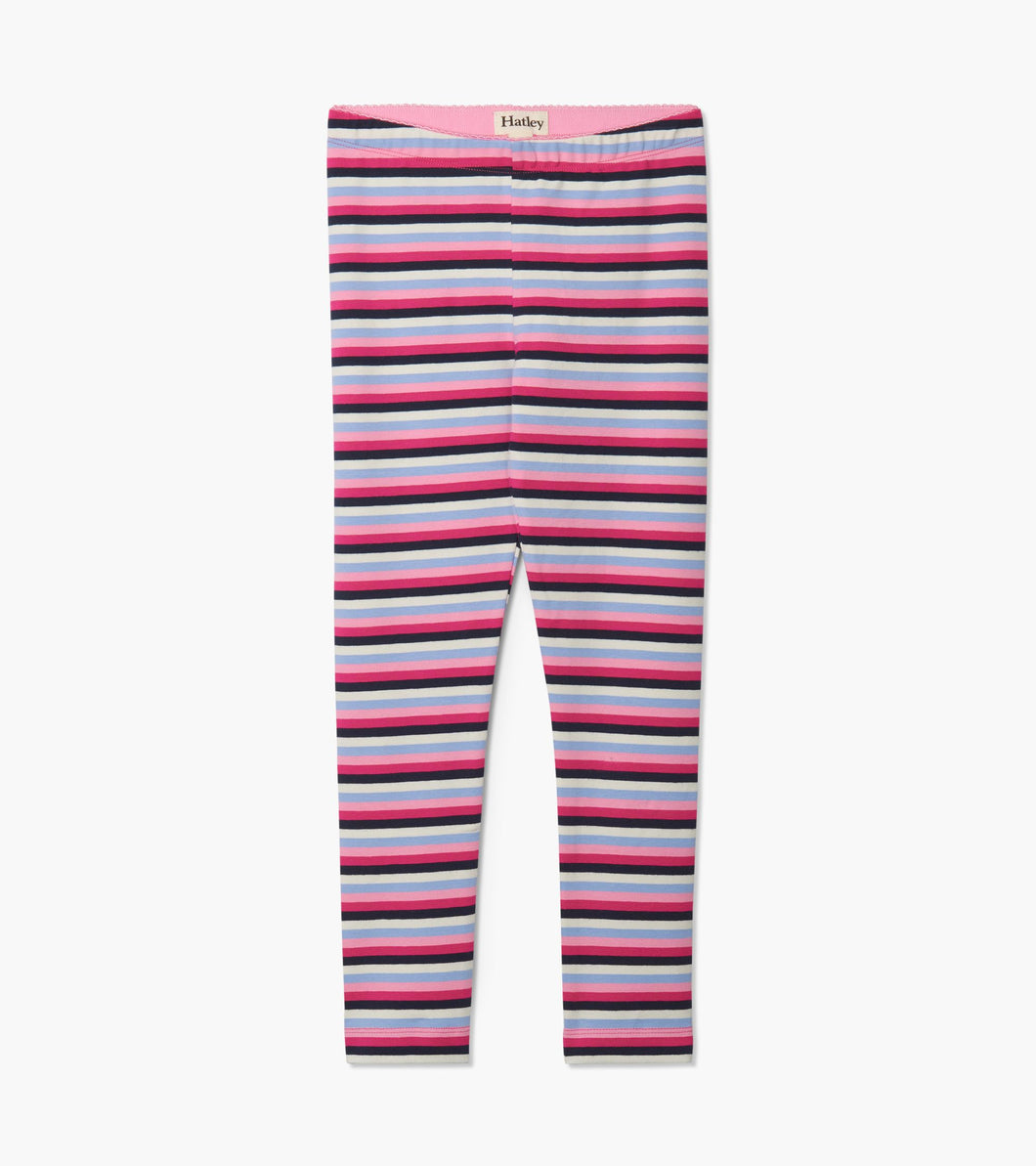 Pink Denim Stripe Leggings - Cabaret