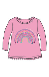 Delightful Rainbow Long Sleeve Baby Tee - Prism Pink