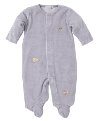 SCE Wee Woodland Vel Footie w/ Hand EMB - Silver