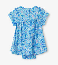 Load image into Gallery viewer, Soft Starfish Baby One-Piece Dress - Tanager Turquoise