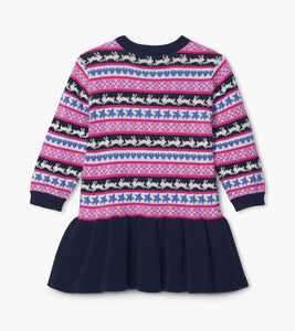 Fair Isle Bunnies Baby Sweater Dress