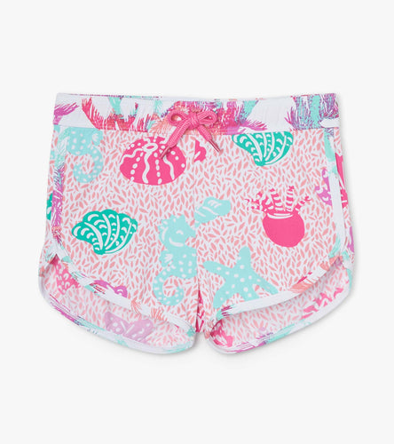 Abstract Sea Life Swim Shorts - Carmine Rose