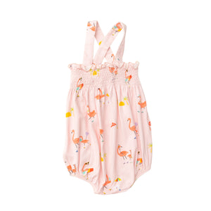 Boardwalk Flamingos/Pink Smocked  Sunsuit