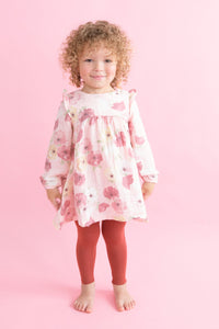Bordeaux Ruffle Sleeved Dress And  Legging