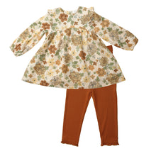 Load image into Gallery viewer, Chrysanthemum Ruffle Dress and Legging - Grey