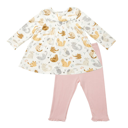 Pretty Kitties Smocked Top And  Legging Multi