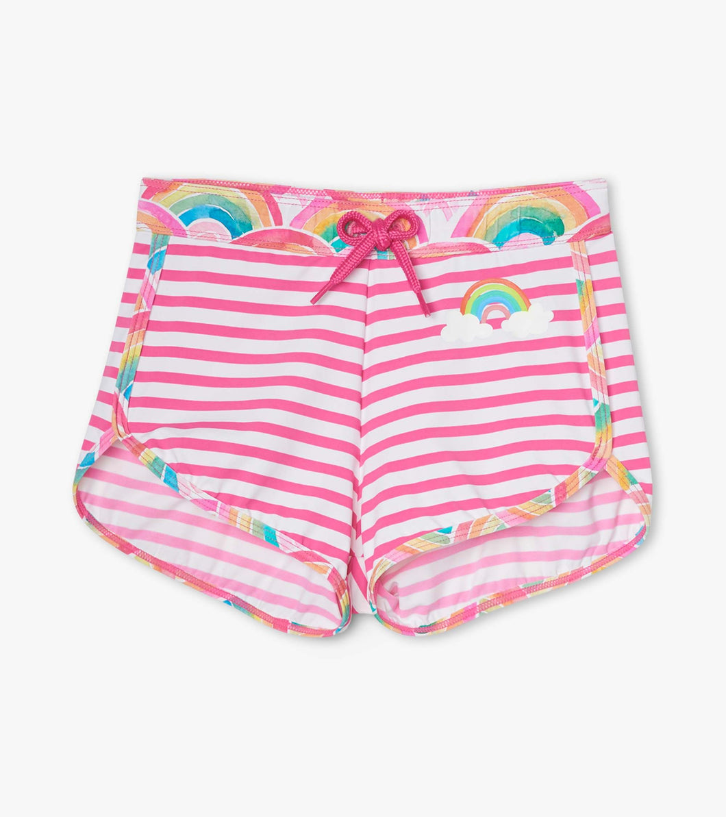 Over the Rainbow Swim Shorts - Carmine Rose